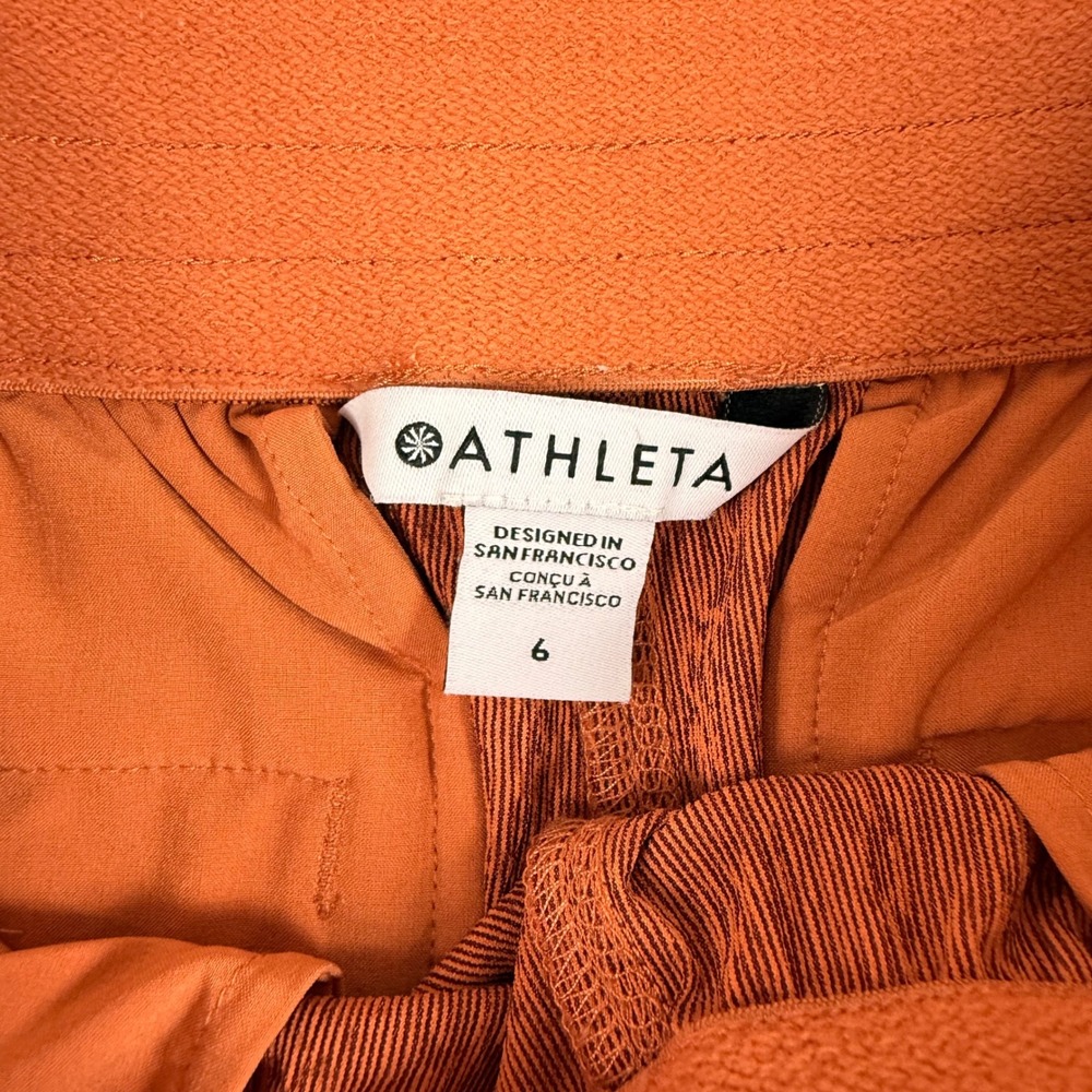Athleta Echo Shorts High Waist Burnt Orange Rust Woodgrain‎ Size 6 Hiking Travel - Picture 6 of 10